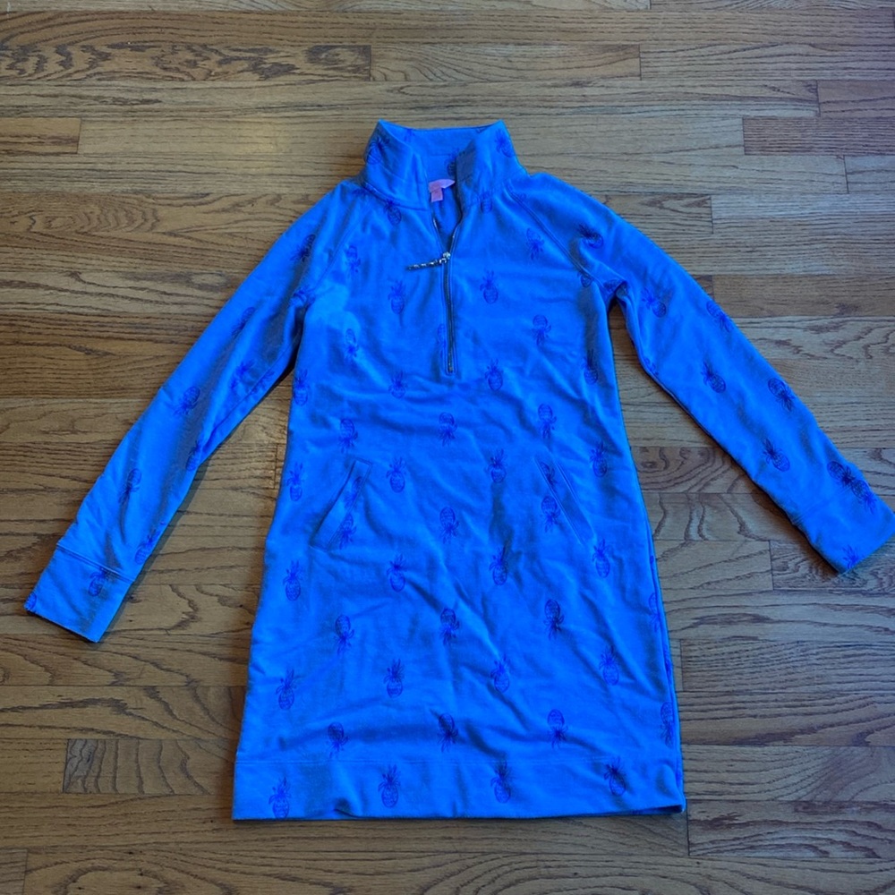 Lilly Pulitzer Bennet Blue Pineapple Burnout Dress Size XS